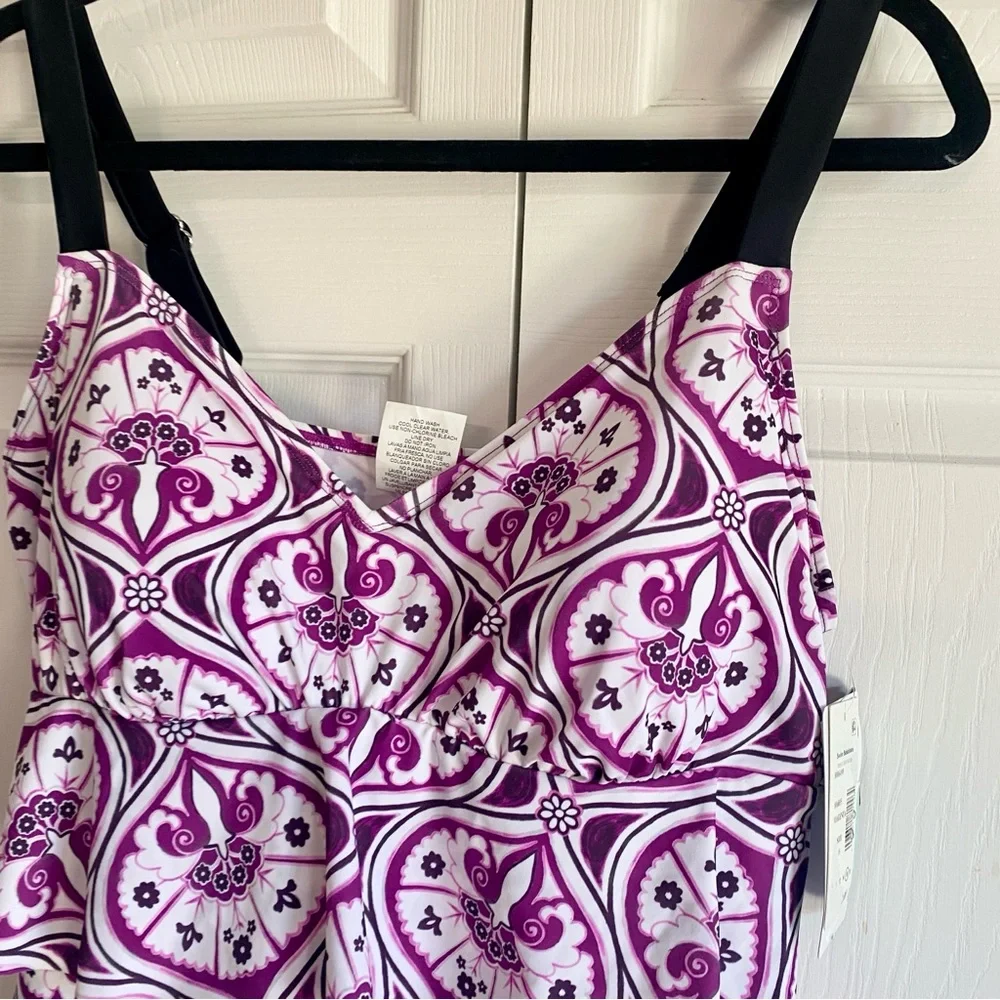 Swim Solutions‎ Triple Tier Faux Tankini One Piece Swimsuit 14 - Picture 2 of 4